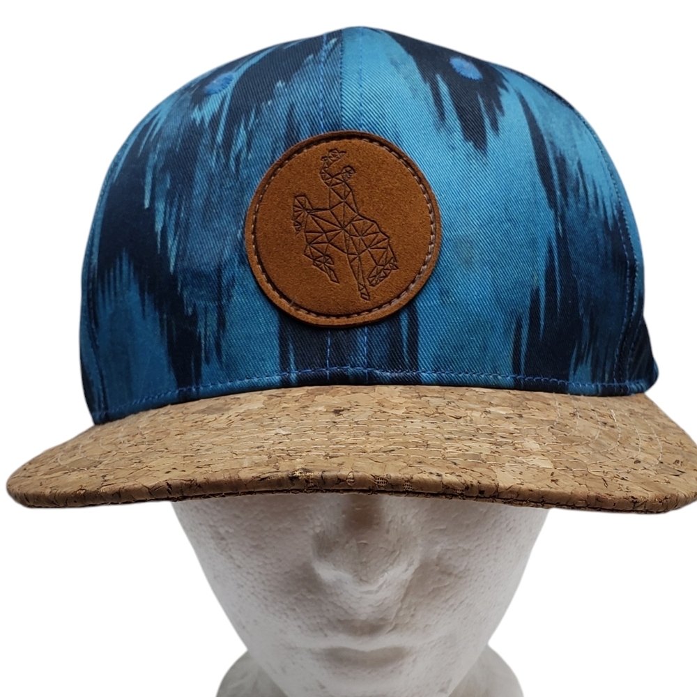 Buckin A Clothing Cap Blue Tie Dye Patterned Cork Brim Snap Back